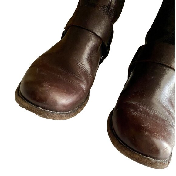 Frye Leather Harness Melissa Boots Women Sz 6.5 Brown Round Toe - Picture 6 of 13
